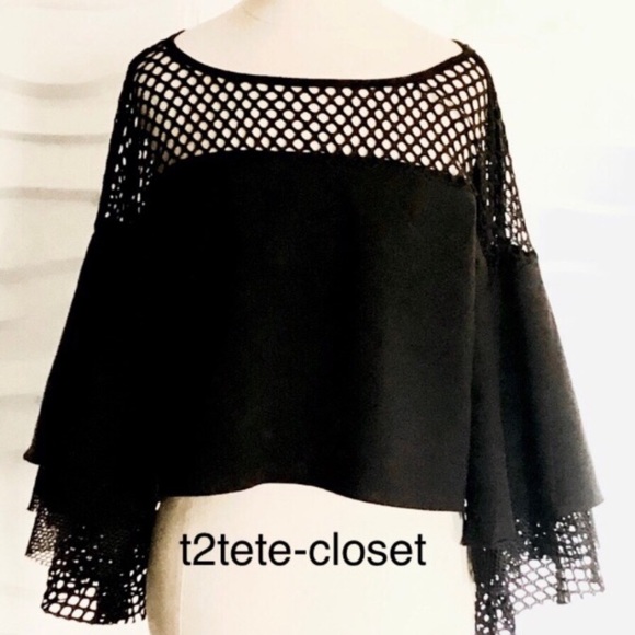 GRACIA cropped top with multiple mesh sleeves - Picture 3 of 11